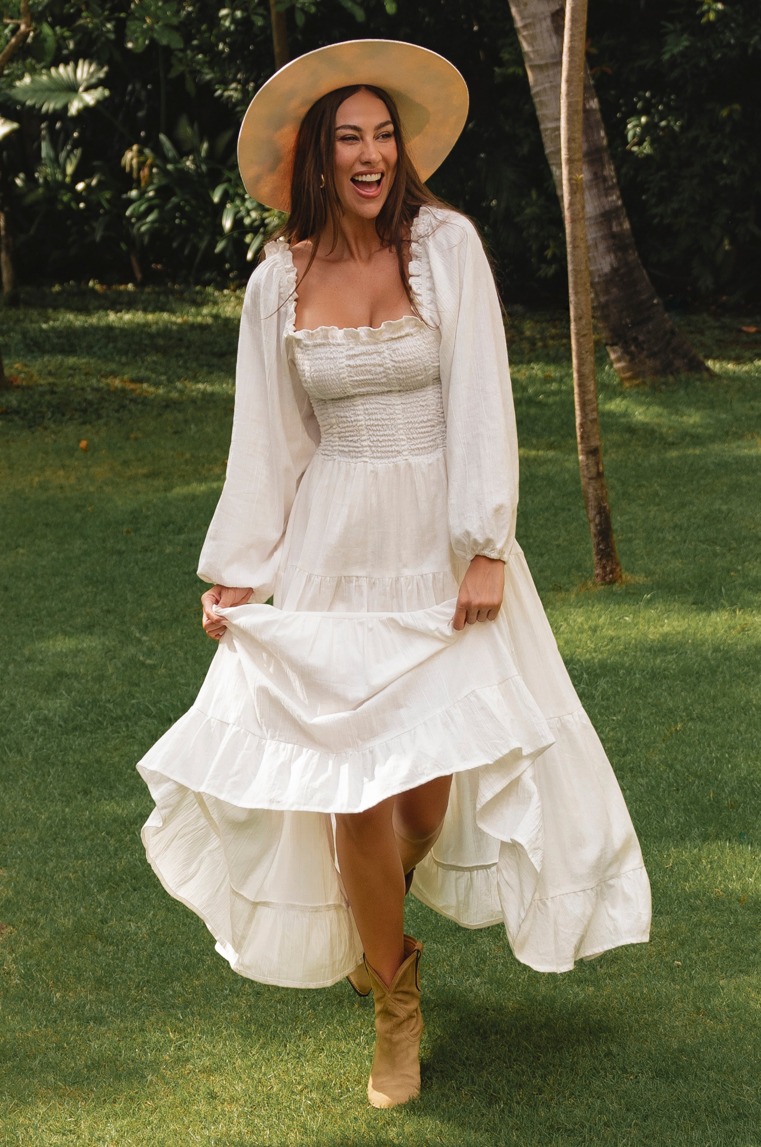 Evangeline Tiered Linen Midi Dress-6