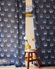 Indigo Hand Block Printed Linen Curtains | Seashell Pattern