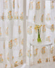 White & Yellow Hand Block Printed Linen Curtains | Floral Bouquet Design