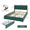 Full Size Green/Gold Linen Headboard 4 Drawer Storage Platform Bed-4