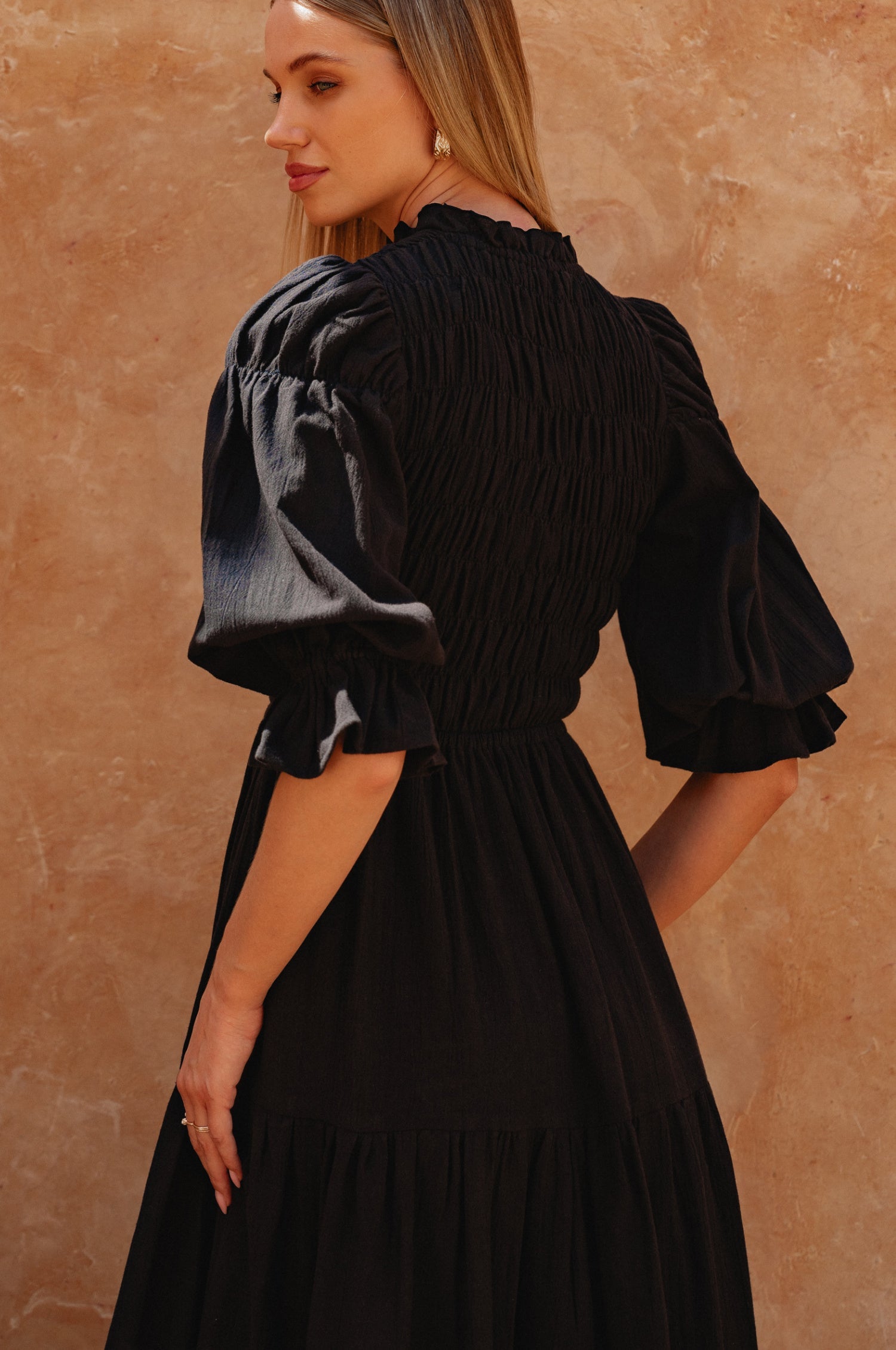 Florence Smocked Linen Midi Dress-2