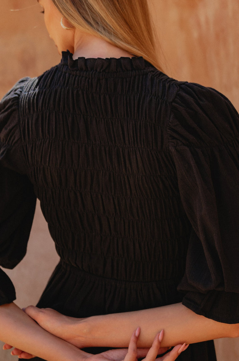 Florence Smocked Linen Midi Dress-4