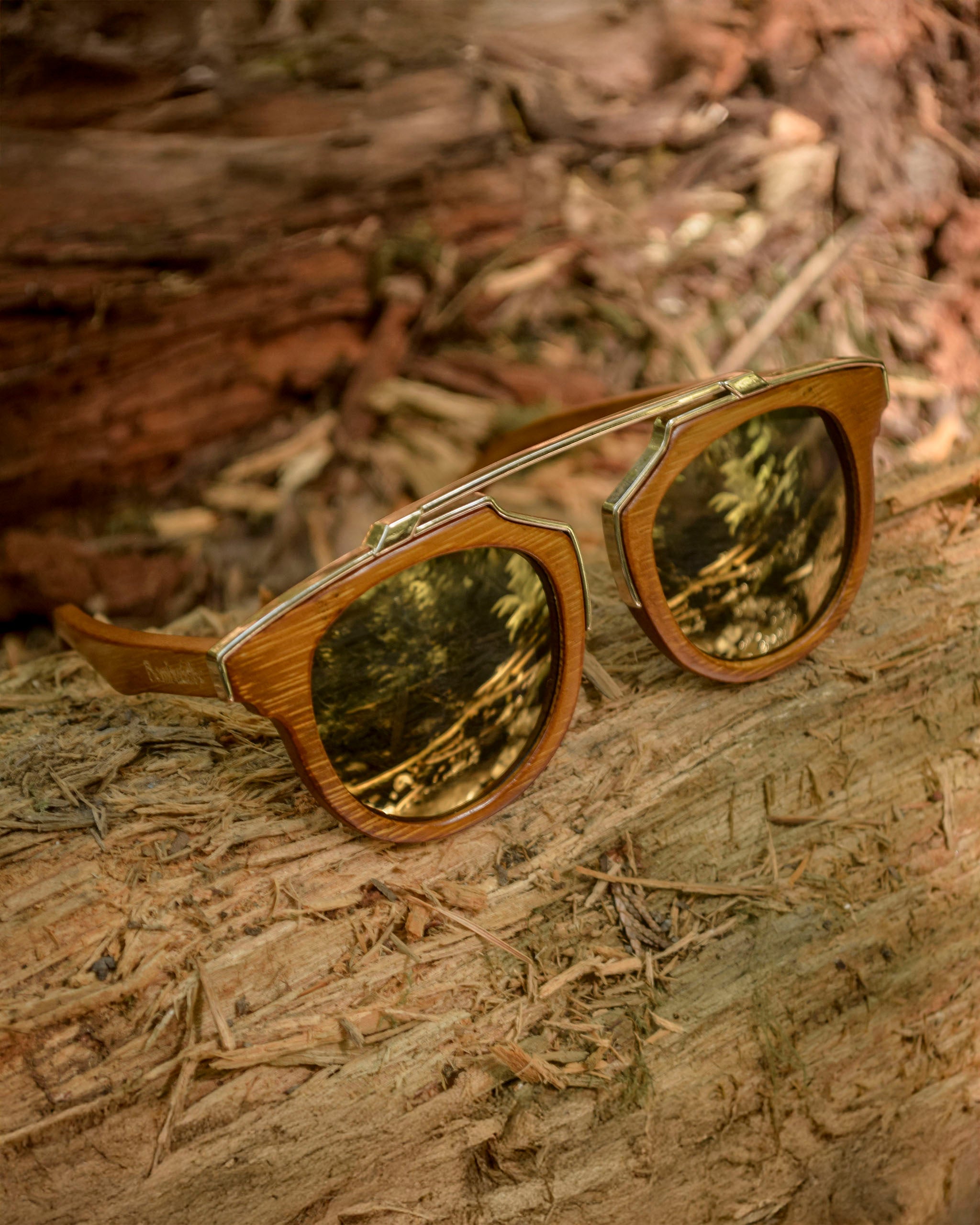Rose Gold Bamboo Sunglasses | Black Frame, Polarized UV400 Unisex Shades