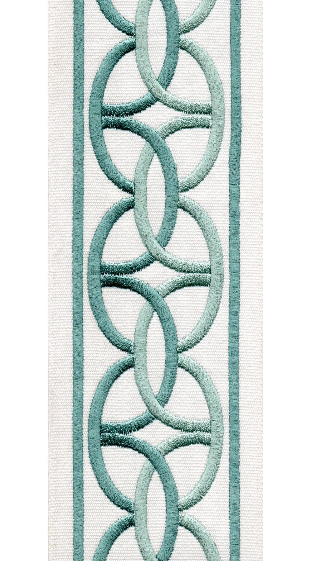 Interlocking Ring Cotton Canvas Trim | 4 Inch / 10.16cm Wide Embroidered Border | By The Metre