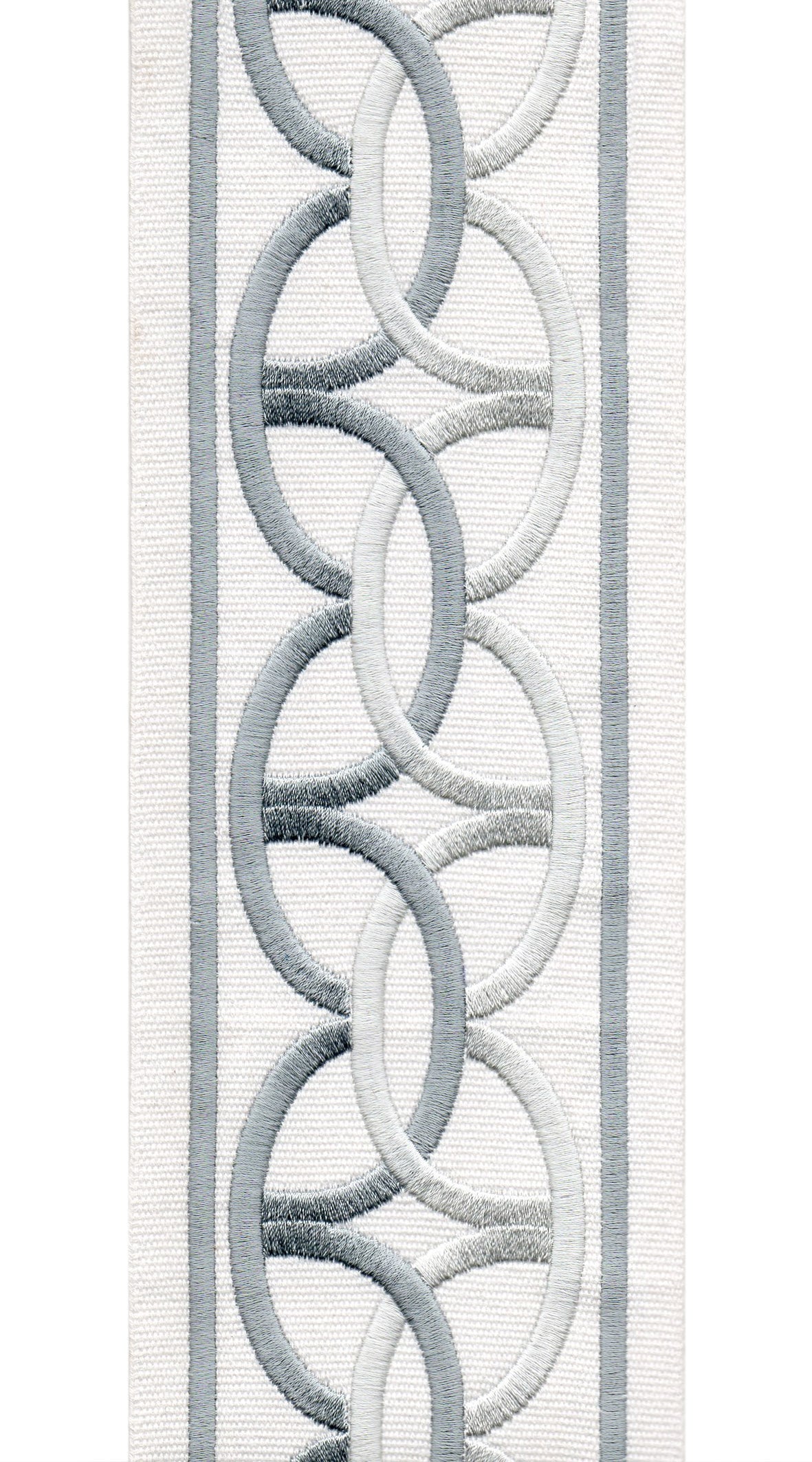 Interlocking Ring Cotton Canvas Trim | 4 Inch / 10.16cm Wide Embroidered Border | By The Metre