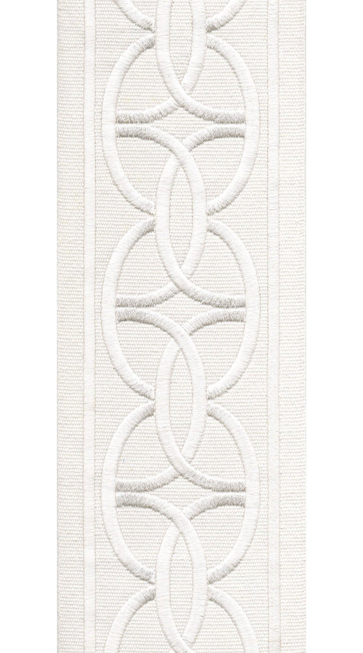 Interlocking Ring Cotton Canvas Trim | 4 Inch / 10.16cm Wide Embroidered Border | By The Metre