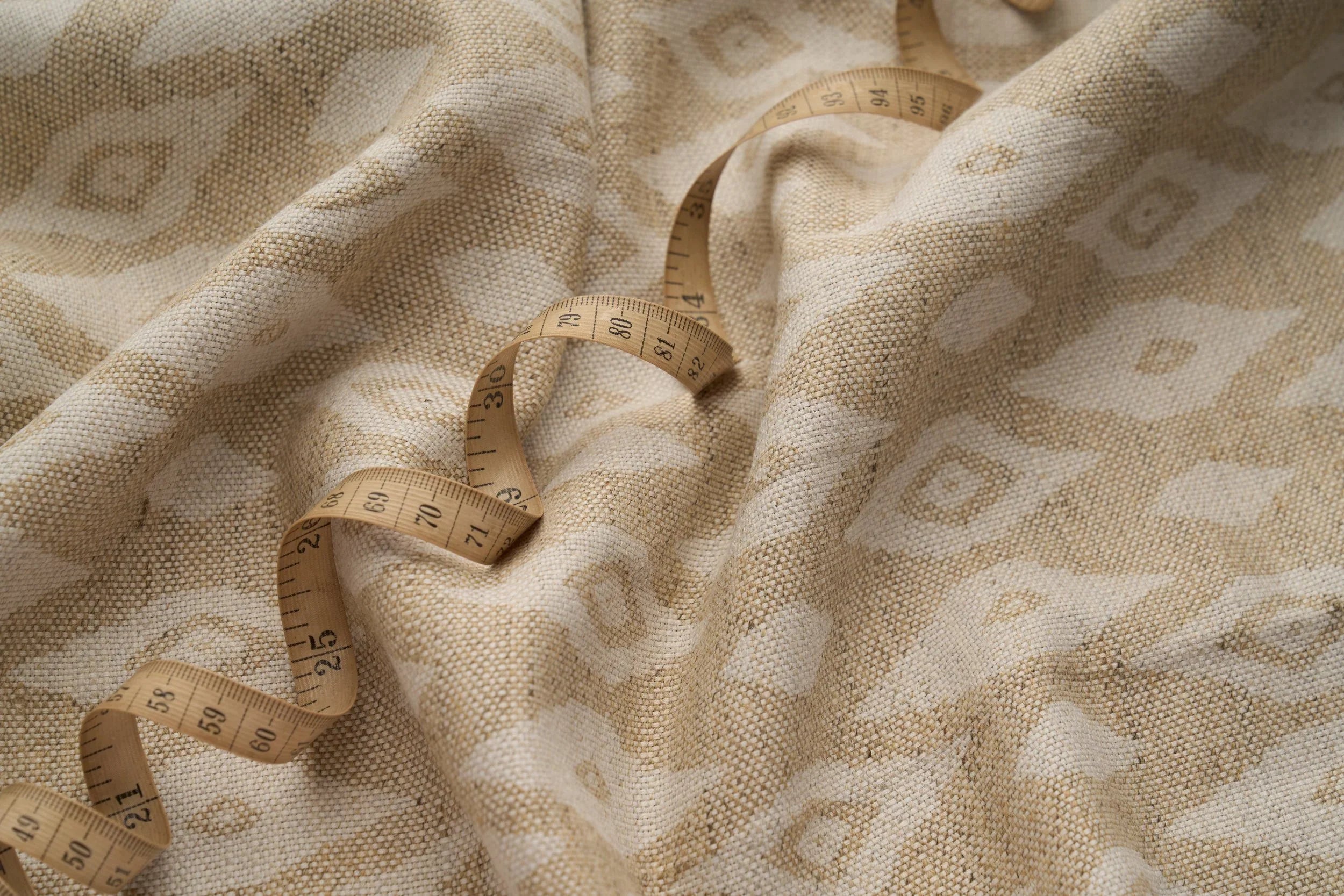 Eco Friendly Hemp Fabric with Ikat Pattern for Curtains & Cushions - GOTS Certified, 240gsm, 147cm Wide - By the Metre