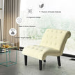 Cotton Linen Fabric Armless Accent Chair with Adjustable Foot Pads-Beige-4
