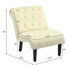 Cotton Linen Fabric Armless Accent Chair with Adjustable Foot Pads-Beige-5