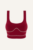 Women's Lyocell/Wool Sports Bra - Burgundy (Cream Thread)-0