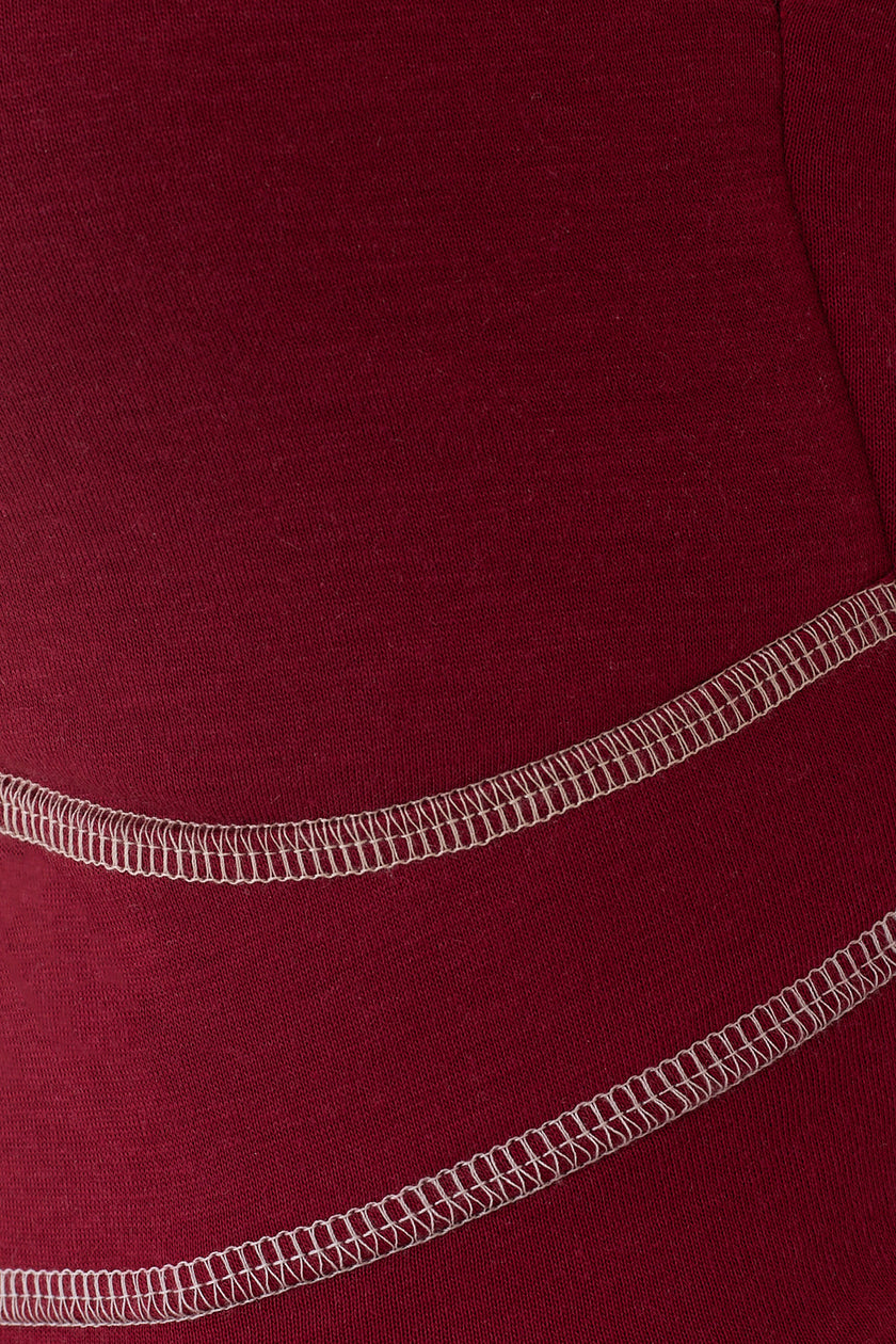 Women's Lyocell/Wool Sports Bra - Burgundy (Cream Thread)-3