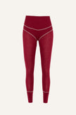 Women's Lyocell/Wool Sports Leggings - Burgundy (Cream Thread)-0