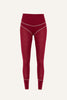 Women's Lyocell/Wool Sports Leggings - Burgundy (Cream Thread)-0