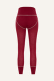 Women's Lyocell/Wool Sports Leggings - Burgundy (Cream Thread)-2