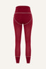 Women's Lyocell/Wool Sports Leggings - Burgundy (Cream Thread)-2
