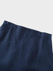 Linen Slip Skirt-Navy
