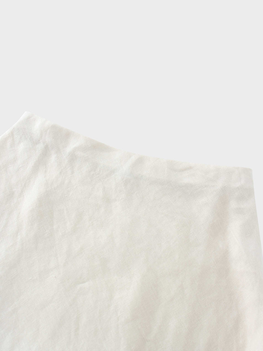 Linen Slip Skirt-Ecru