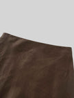 Linen Slip Skirt-Brown