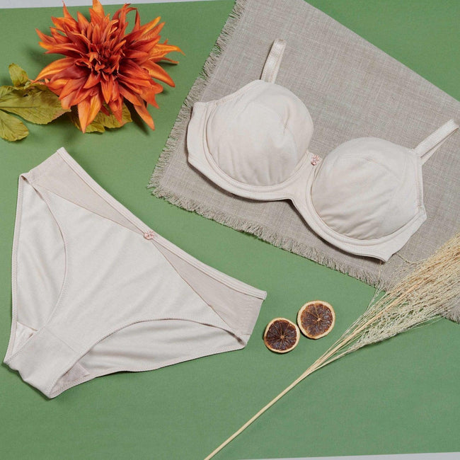 Ivory-Underwired Silk & Organic Cotton Full Cup Bra with removable paddings-1