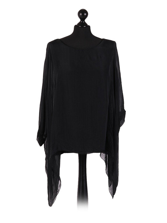 Black 'Classic' Italian Silk Tunic Top-0