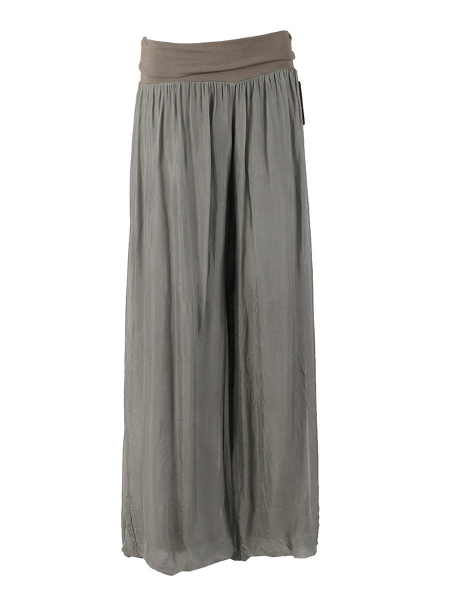 Olive 'Donna' Italian Silk Palazzo Pant-0