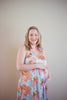 Blue Silk Maternity Maxi Dress-1