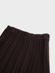 Wool Blend  Pleated Skirt-Dark Brown-2