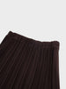 Wool Blend  Pleated Skirt-Dark Brown-2