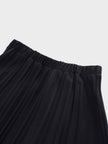 Wool Blend Pleated Skirt-Black-2