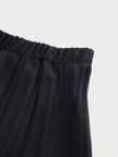 Wool Blend Pleated Skirt-Black-3