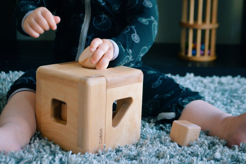 CUBOS-lite (100% Natural,Shape Sorter,Heirloom Quality, Hardwood, Made in Canada)