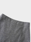 Wool Blend Short Panel Skirt-Charcoal Grey-2