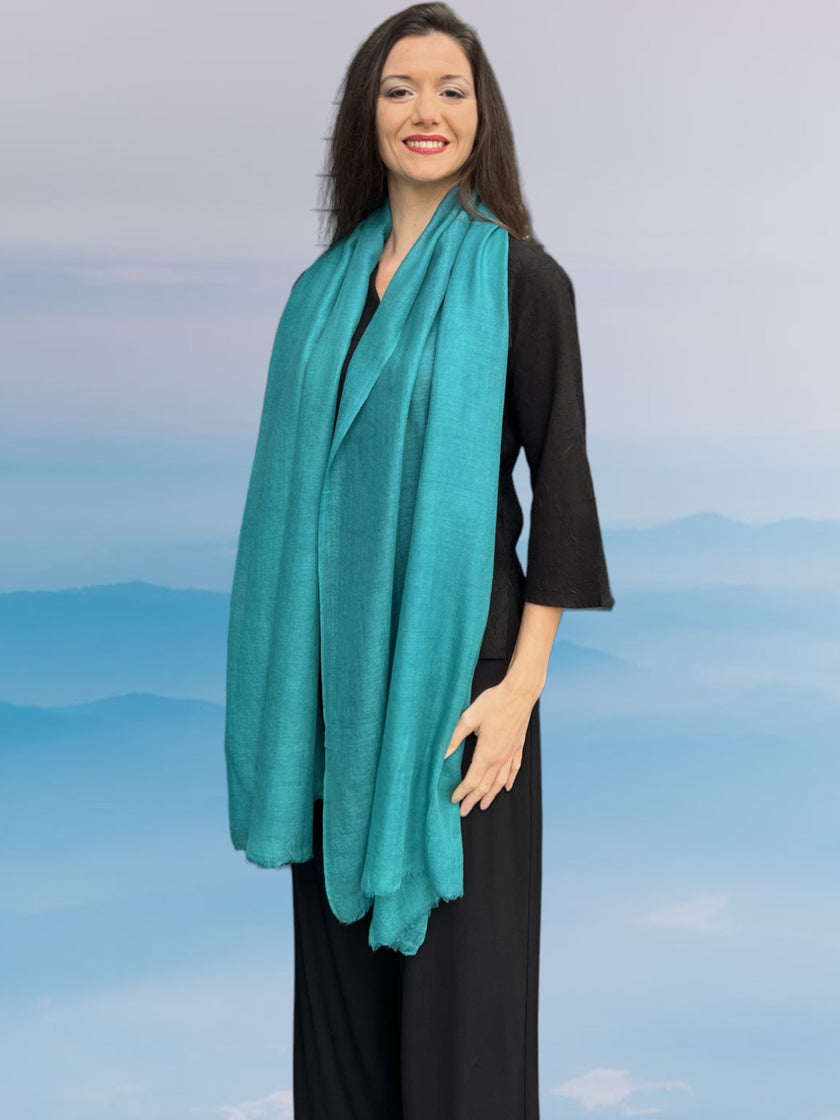 Teal Featherlight Solid Wool Scarf-4