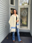Sapphire and Ivory Embroidered Wool Wrap-7