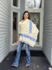 Sapphire and Ivory Embroidered Wool Wrap-5