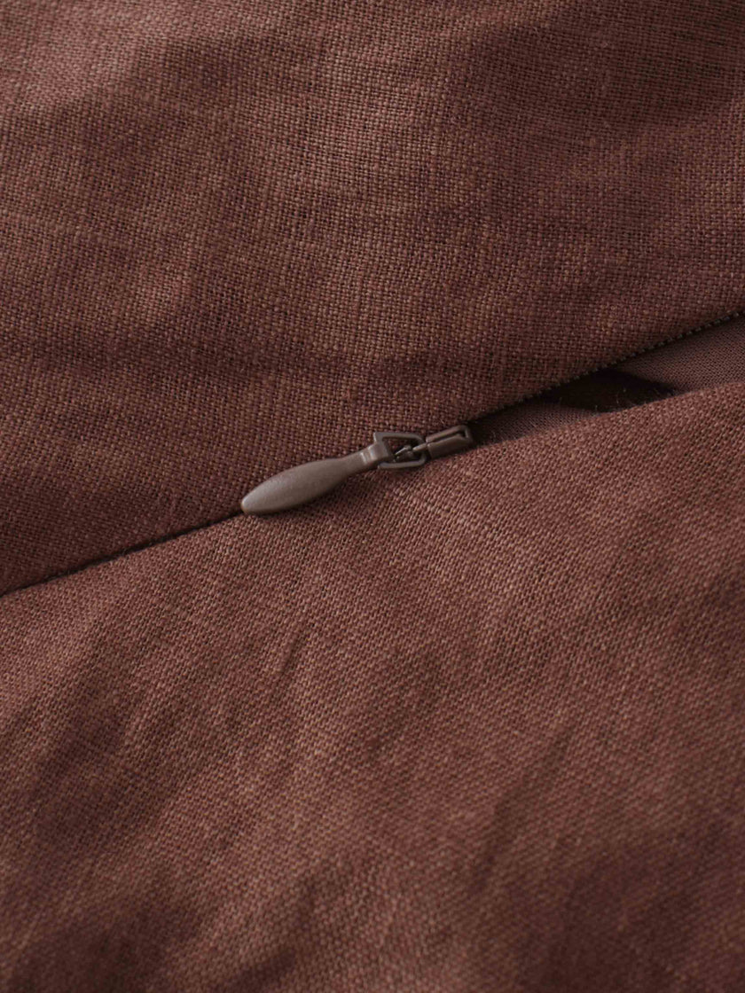 Linen A-Line Slip Dress-Brown