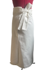 End of roll White Cotton Denim Wrap Midi Skirt