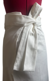 End of roll White Cotton Denim Wrap Midi Skirt