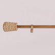 Beige Extendable Curtain Pole | 19mm | Cane Wrap Finials | 61-366cm