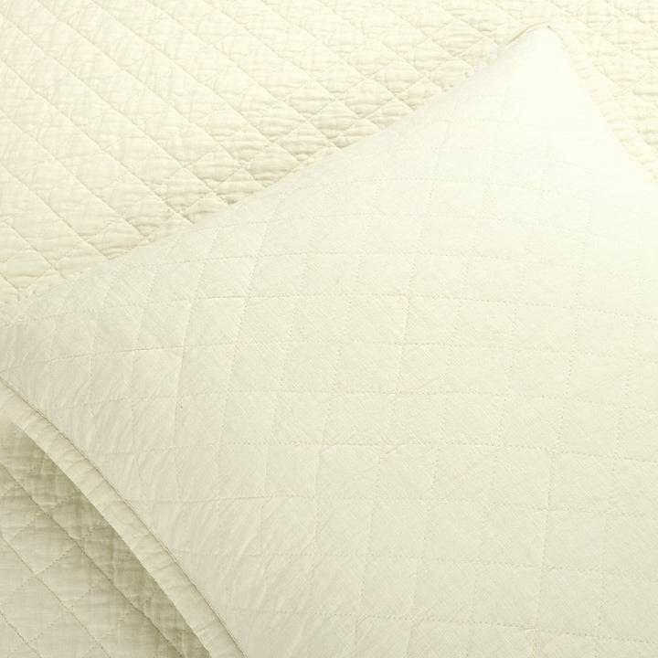 Full/Queen Lightweight Cotton Linen Ivory Textured Reversible 3-Piece Quilt Set-0