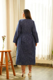Indigo Cotton V Neck Maxi Dress-4