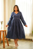 Indigo Cotton V Neck Maxi Dress-0