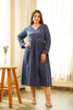 Indigo Cotton V Neck Maxi Dress-1