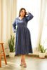 Indigo Cotton V Neck Maxi Dress-3