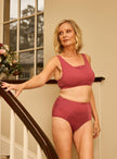 Fuchsia - Silk Back Support Full Coverage Wireless Organic Cotton Bra-2
