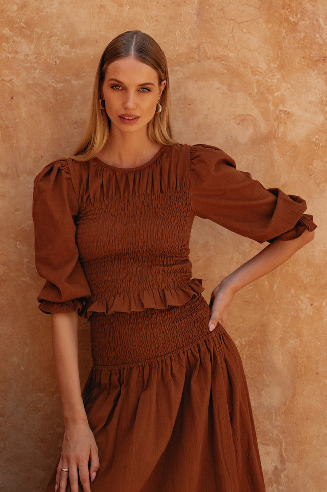 Jaffa Smocked Linen Top-5