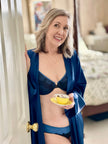 Elysia - Navy Blue Silk & Organic Cotton Front Closure Full Cup Underwired Bra-1