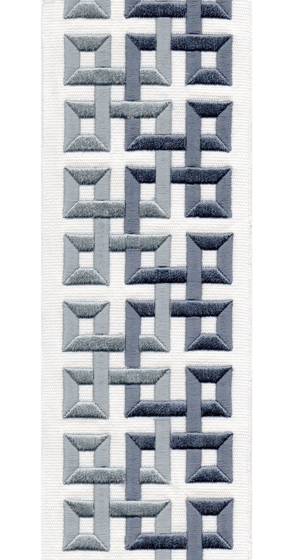 Geometric Embroidered Trim | 10cm Wide | Modern Design for Curtains, Cushions & Crafts | By the Metre