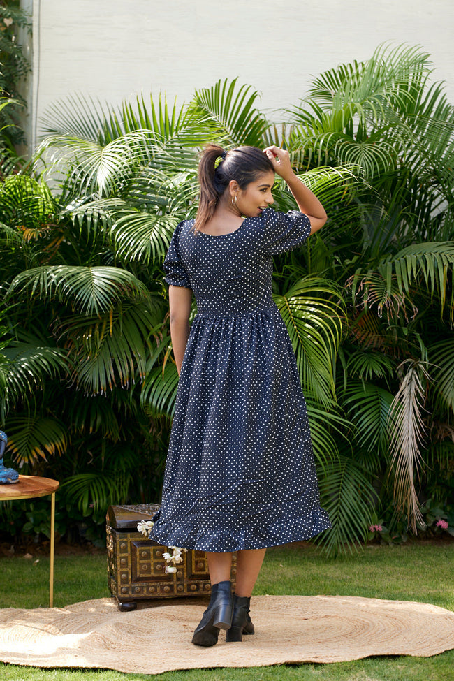 Black Polka Tiered Maxi- Regular Size-1