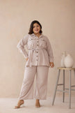 Blush Beige Top & Bottom Cotton Co-ord Set with Cargo Pockets-1